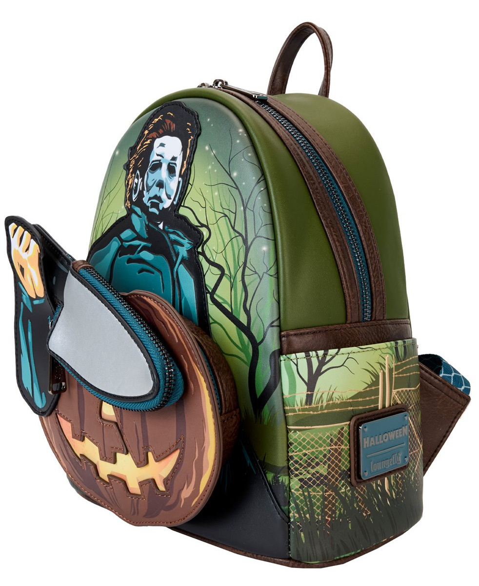 Mini-Mochila Michael Myers Halloween com Faca Bolsa e Abóbora Fosforescente