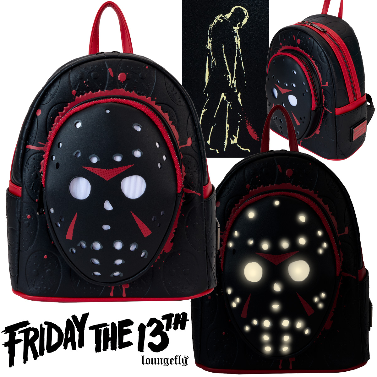 Mini-Mochila Jason Voorhees Sexta-Feira 13 Iluminada com LEDs