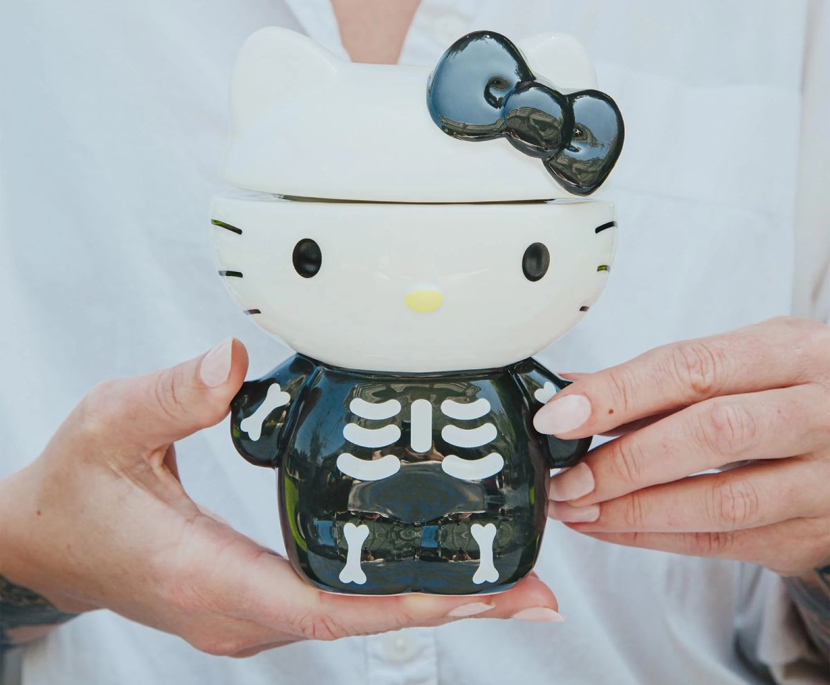 Hello Kitty Skeleton Costume Cookie and Treat Jar for Halloween