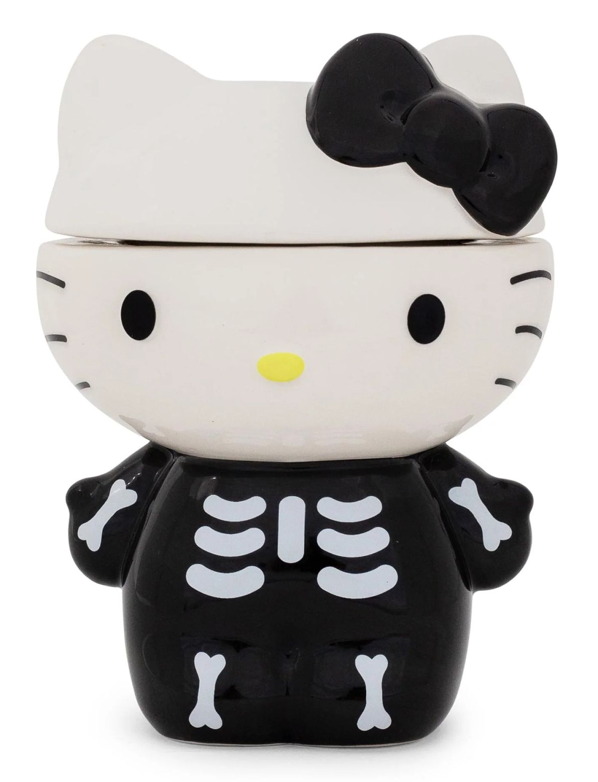 Pote de Cookies e Guloseimas Hello Kitty com Fantasia de Esqueleto para o Halloween