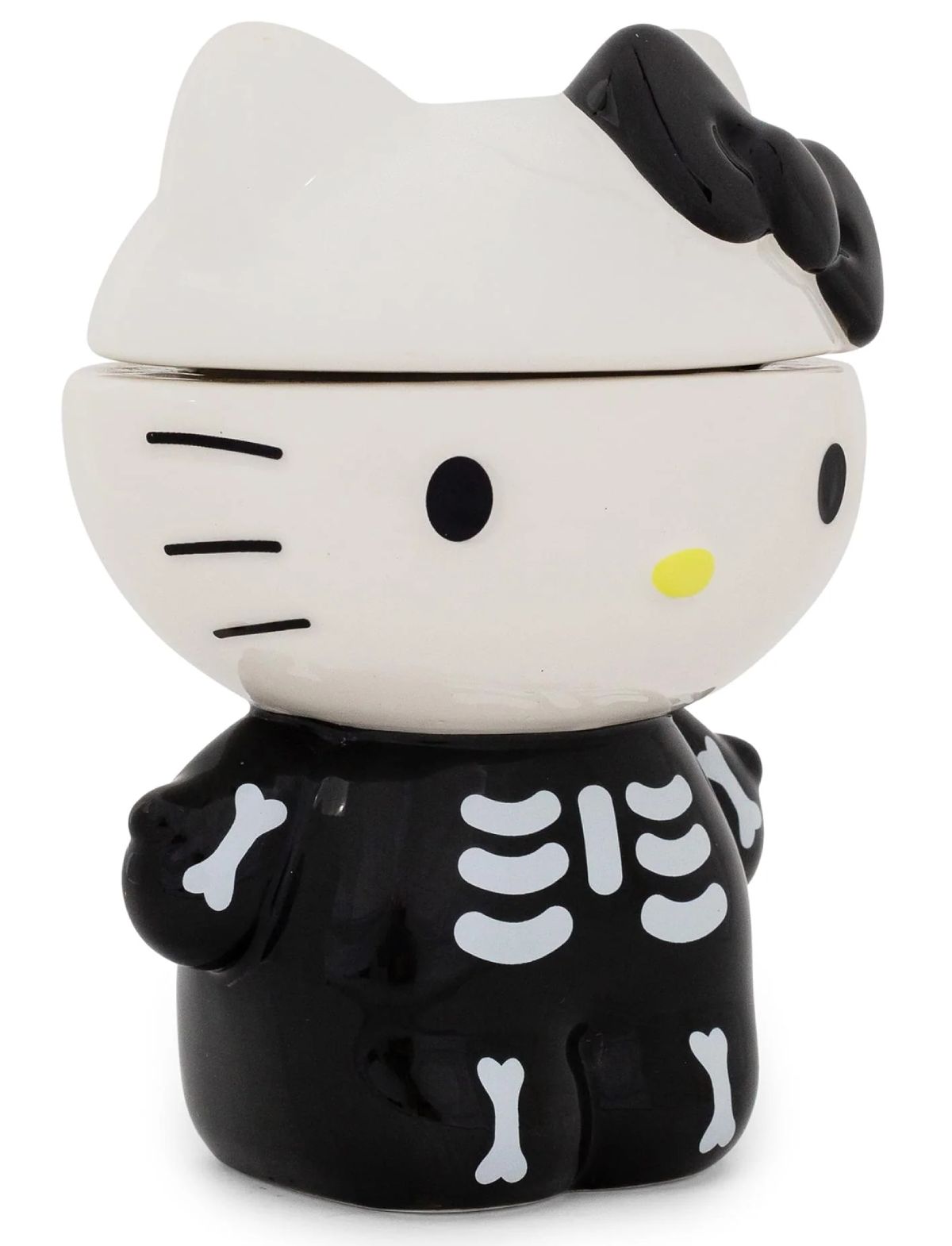 Pote de Cookies e Guloseimas Hello Kitty com Fantasia de Esqueleto para o Halloween