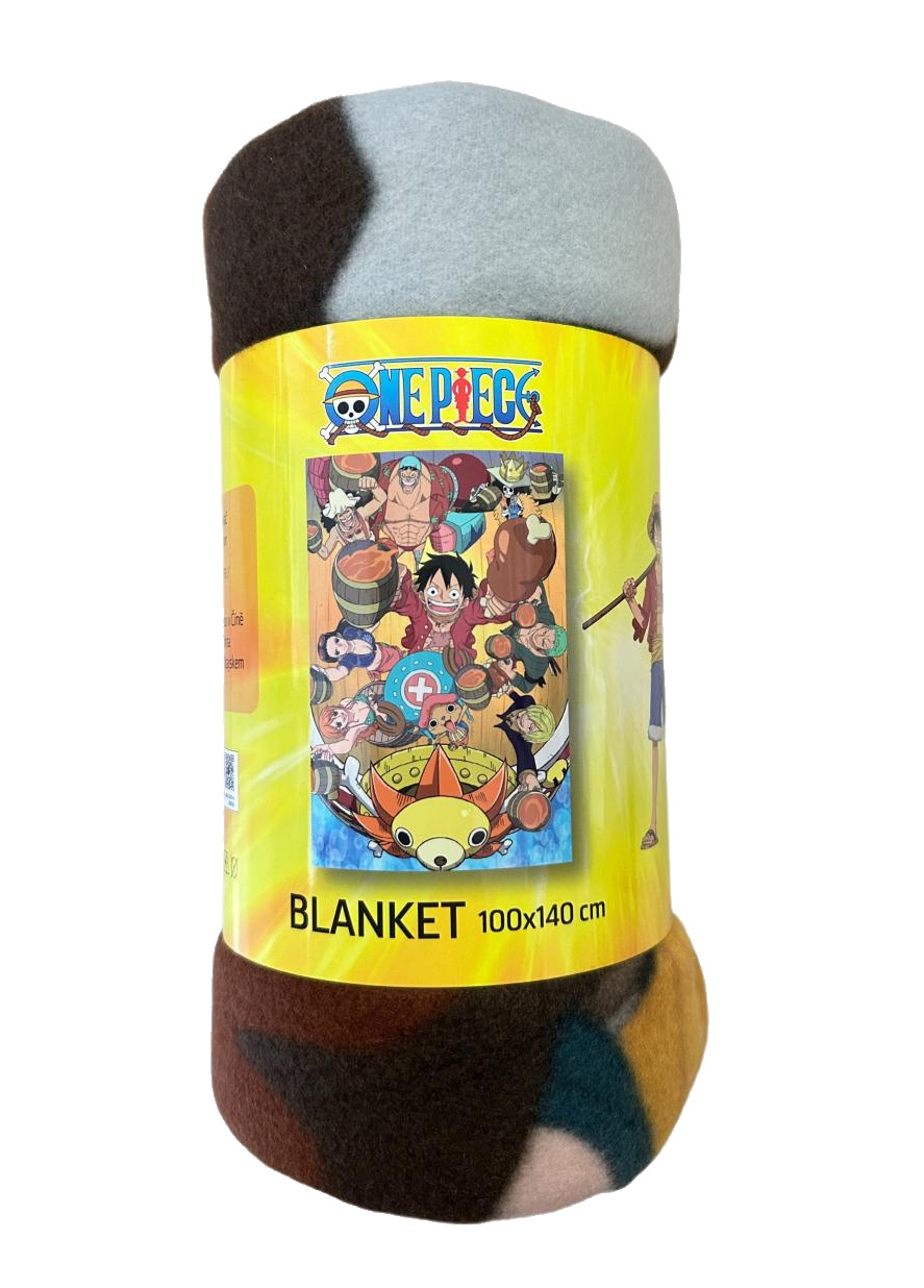 One Piece Throw Blanket with the Hat Pirates on the Thousand Sunny Ship