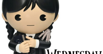 Cofrinho Wandinha Addams e Mãozinha PVC Figural Bank em Estilo Chibi (Wednesday)