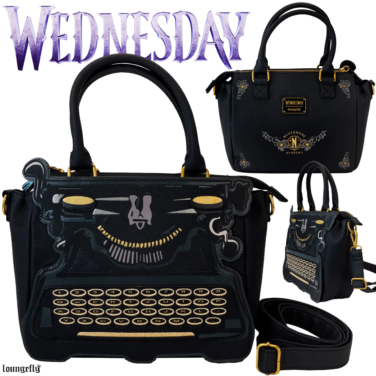 Bolsa Tiracolo Máquina de Escrever Juwel da Wednesday Addams