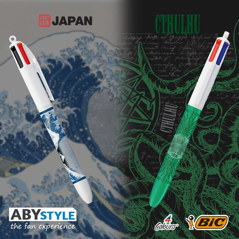 BIC 4-Color World Eater Cthulhu and The Great Wave off Kanagawa Pens