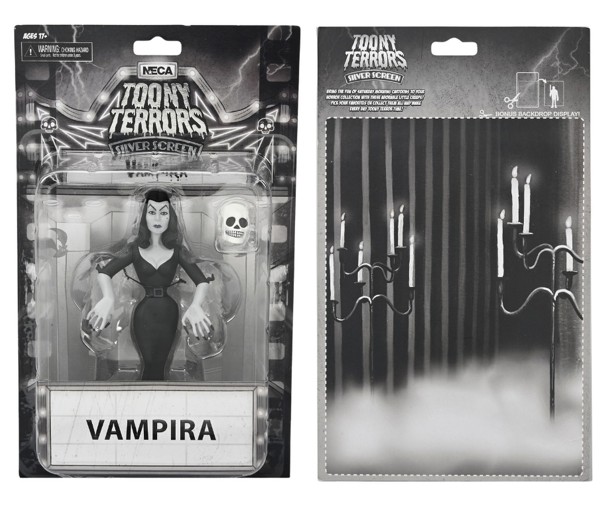 Figuras Toony Terrors “Silver Age” em Preto-e-Branco