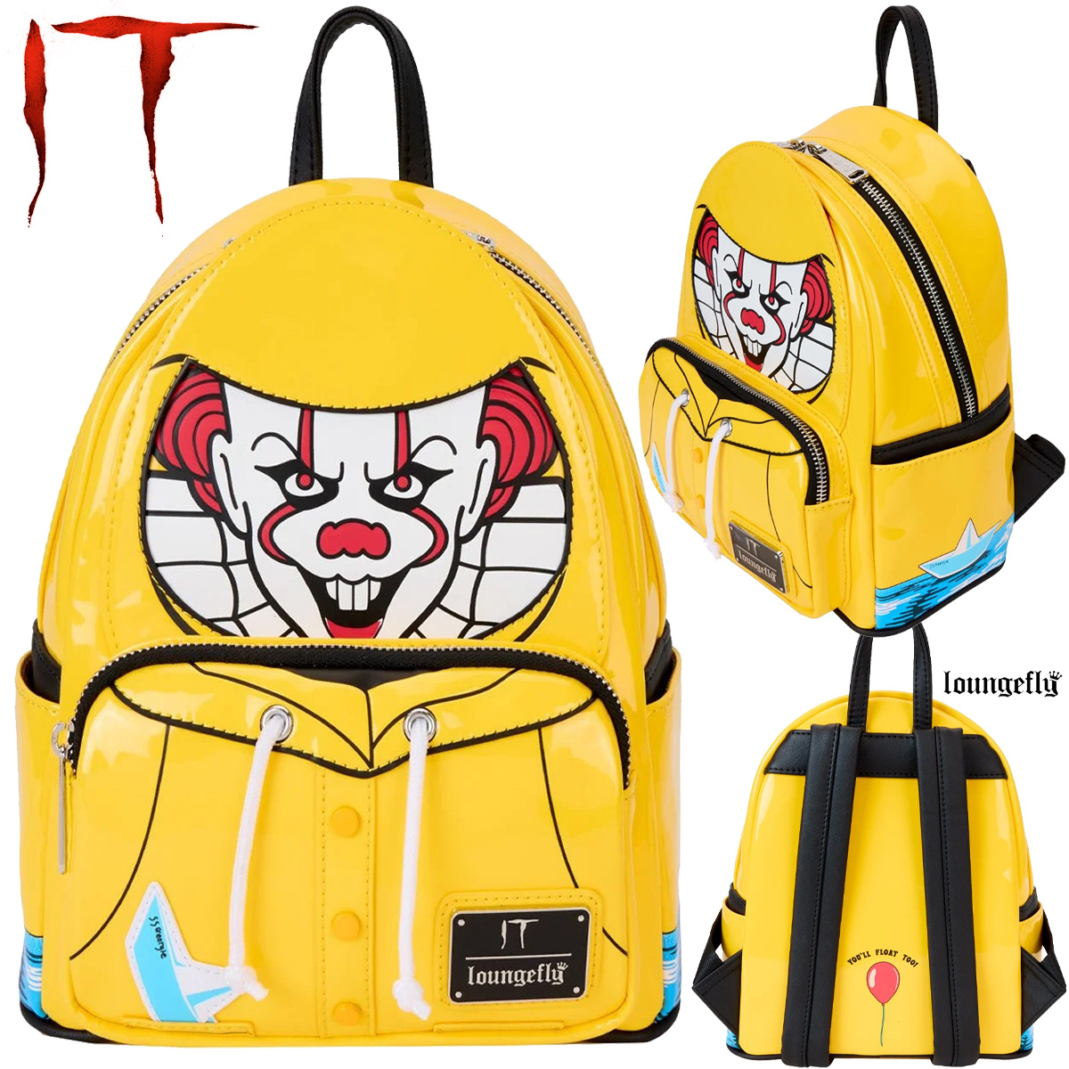 Mini-Mochila IT: A Coisa “Capa de Chuva Amarela” com Palhaço Pennywise Fosforescente (Stephen King)