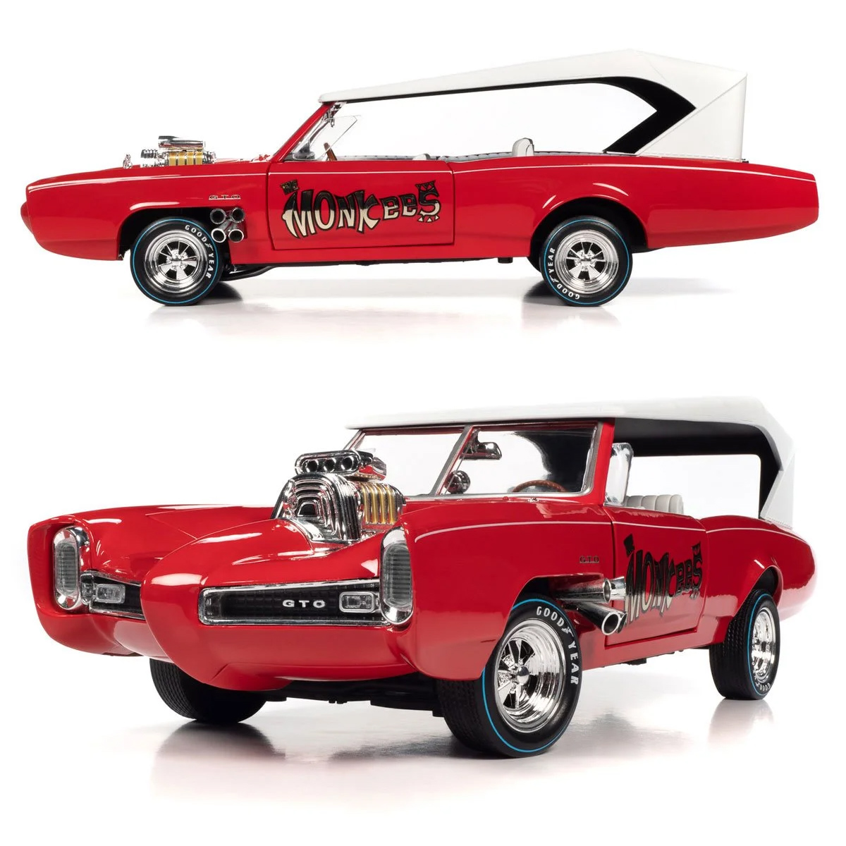 Carro Monkeemobile Hot Rod Die-Cast da Banda The Monkees em escala 1:18