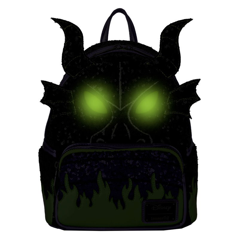 Mini-Mochila Malévola Dragão com Lantejoulas e LEDs