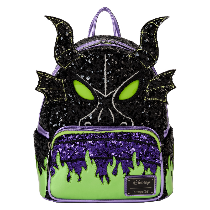 Maleficent Dragon Mini Backpack with Sequins and LEDs