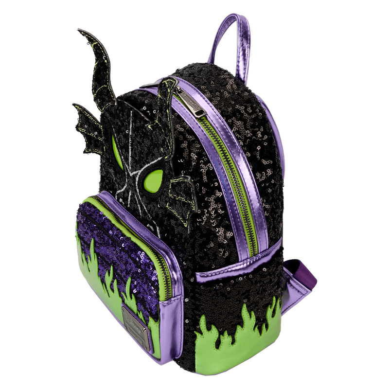 Maleficent Dragon Mini Backpack with Sequins and LEDs