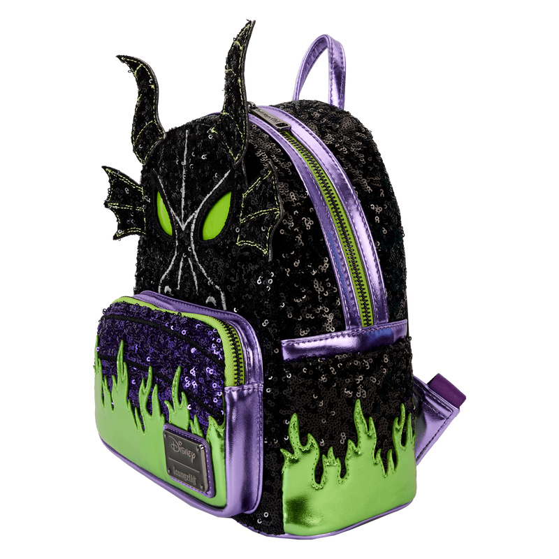 Maleficent Dragon Mini Backpack with Sequins and LEDs