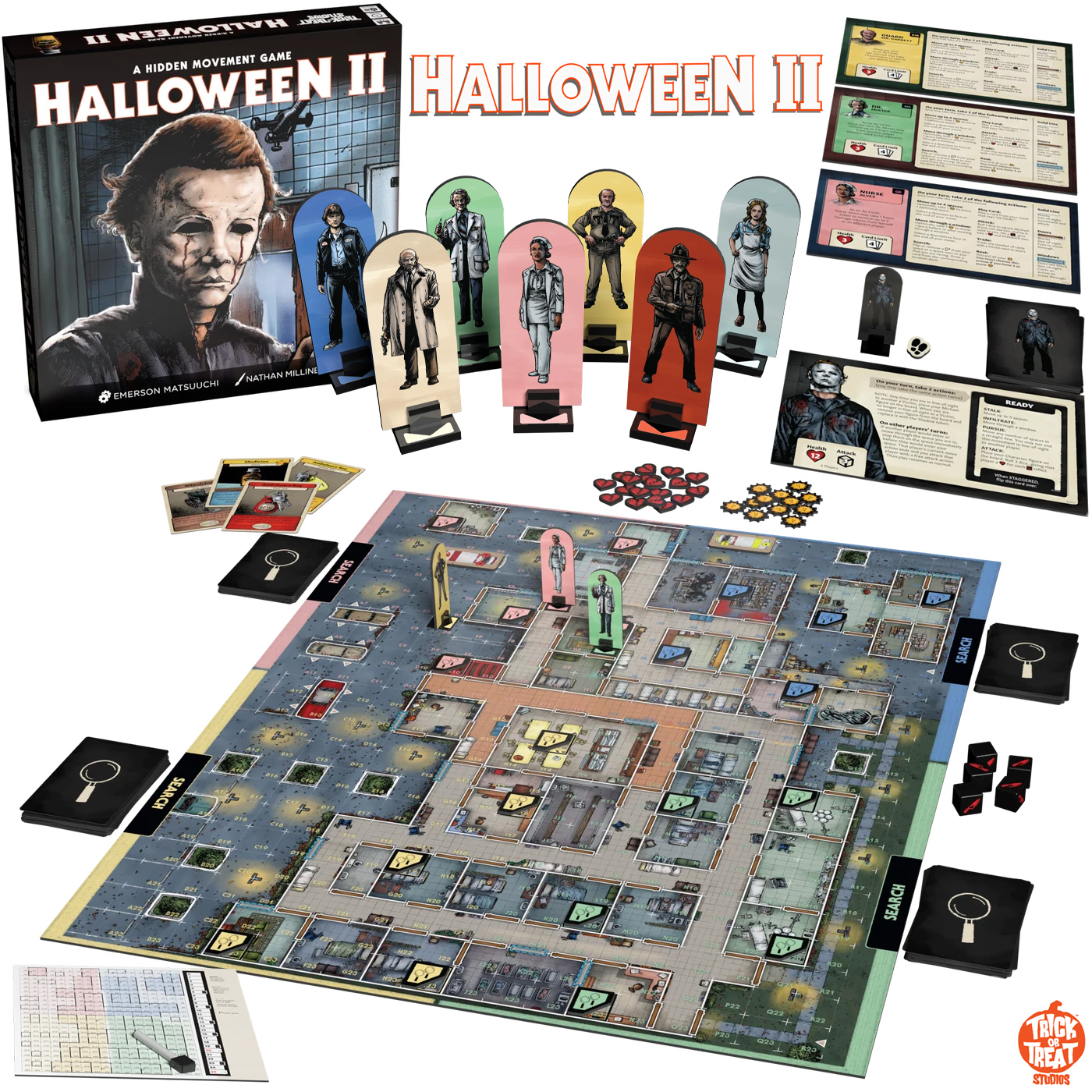 Jogo de Tabuleiro Halloween 2 - O Pesadelo Continua com Michael Myers e Laurie Strode