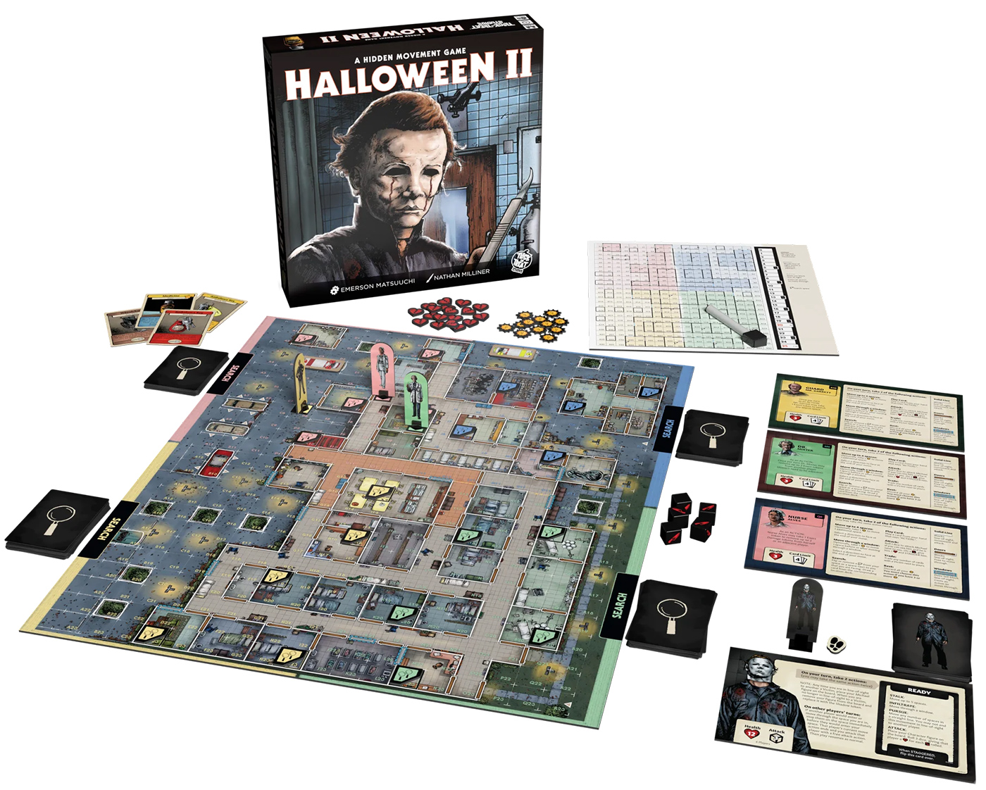 Jogo de Tabuleiro Halloween 2 - O Pesadelo Continua com Michael Myers e Laurie Strode