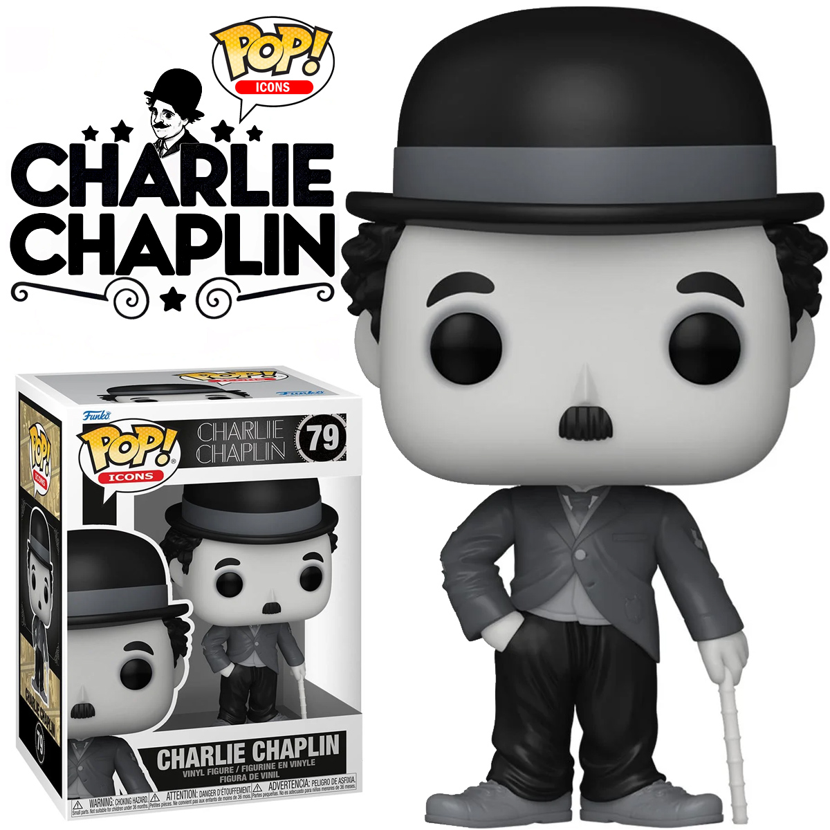 Boneco Charlie Chaplin Pop! Icons (Funko)