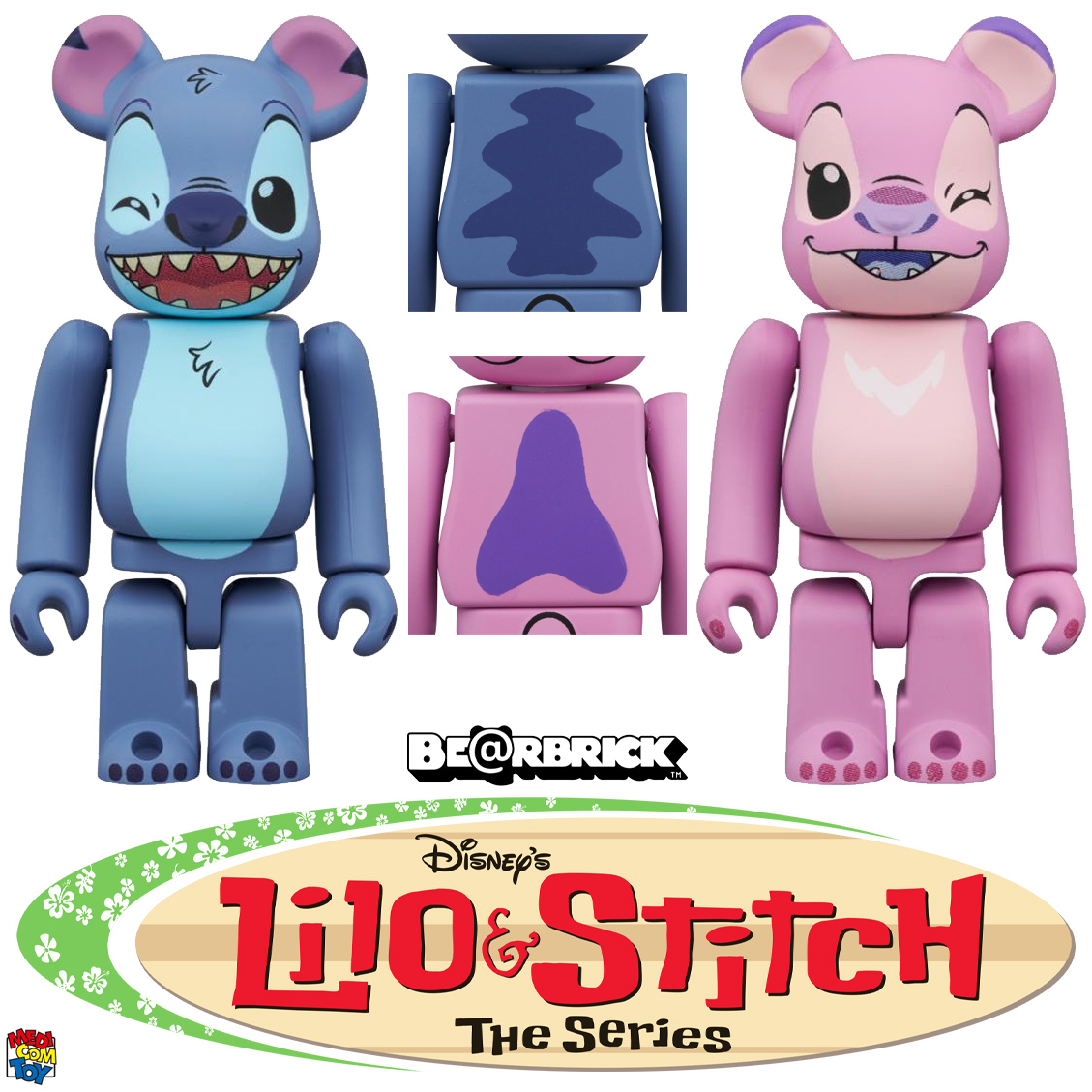 Bonecos Bearbricks Disney: Stitch e Angel