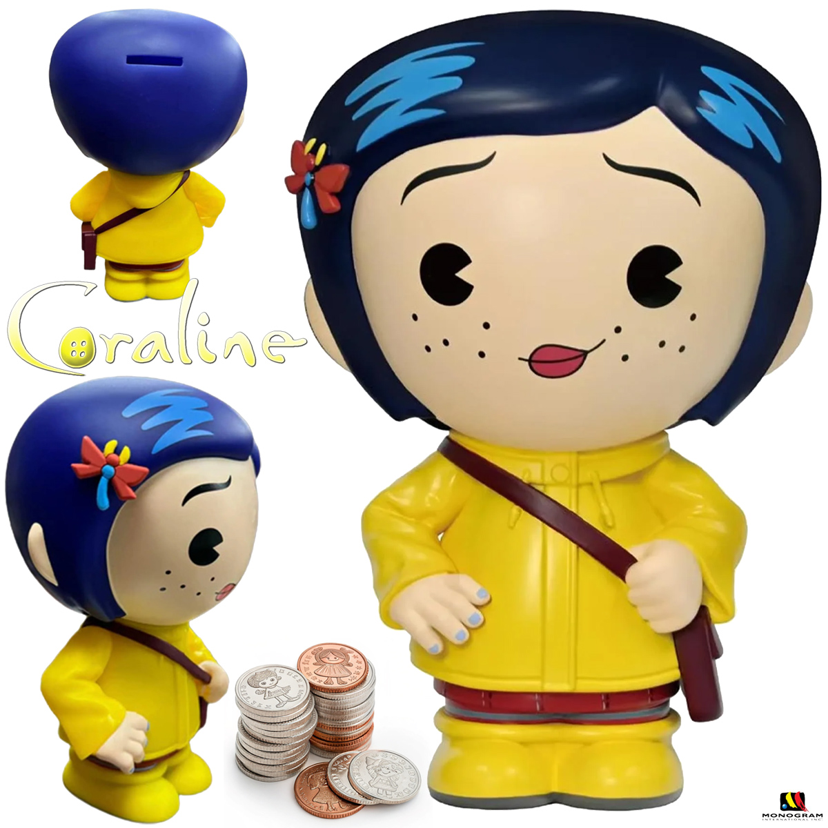 Cofre de Moedas Coraline e o Mundo Secreto PVC Figural Bank (Chibi)