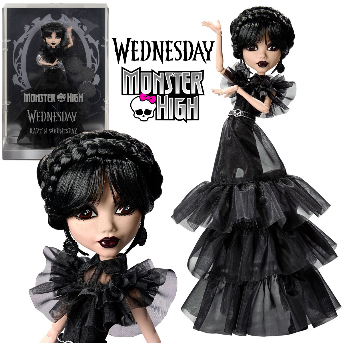 Boneca Monster High x Wednesday Addams “Rave'N Dress”