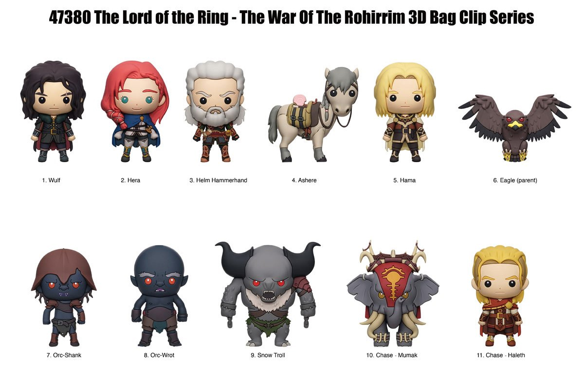 Chaveiros O Senhor dos Anéis: A Guerra dos Rohirrim 3D Figural Bag Clip (Blind-Bag)