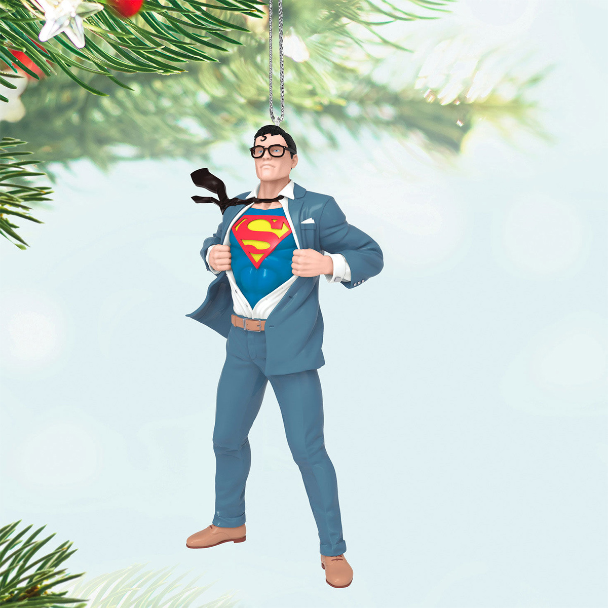 Enfeite de Natal Clark Kent se Transformando em Superman