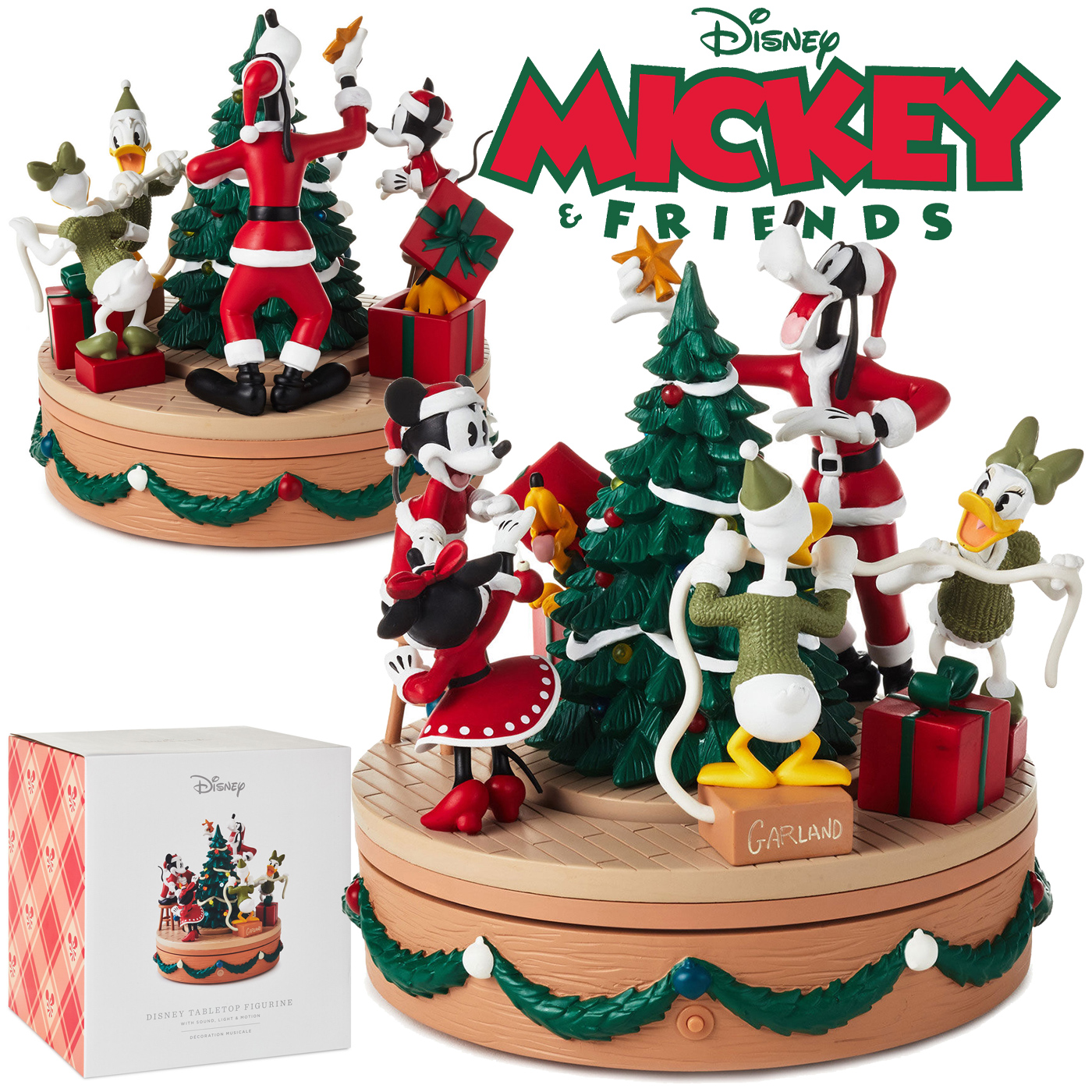 Caixa de Música Mickey e Amigos Decorando a Árvore de Natal