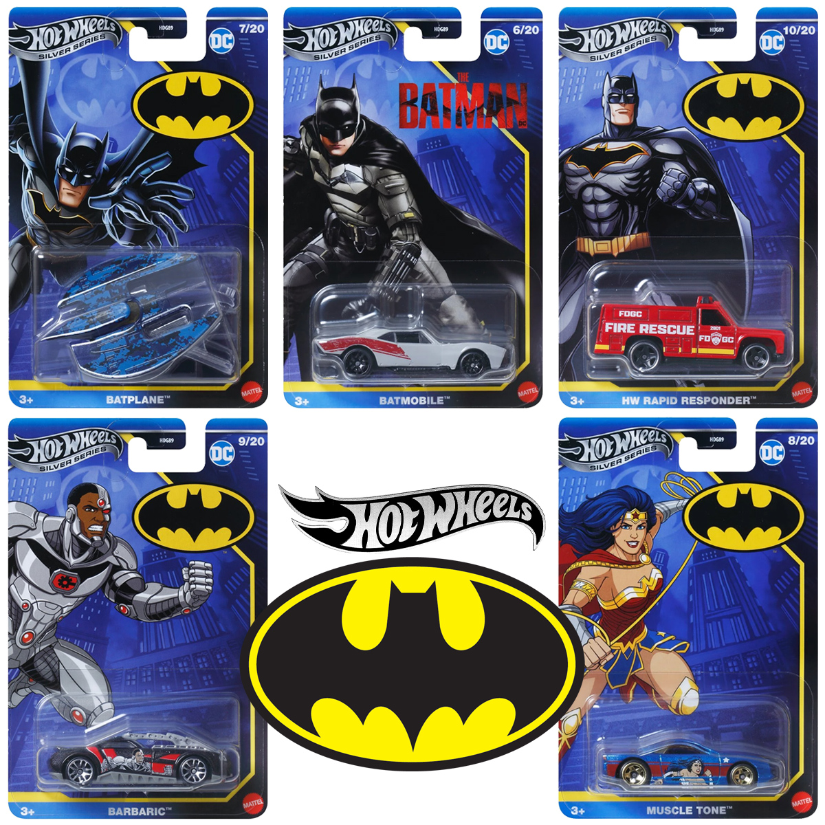 Batman Hot Wheels Silver Series 2025 com Carrinhos e Batplano