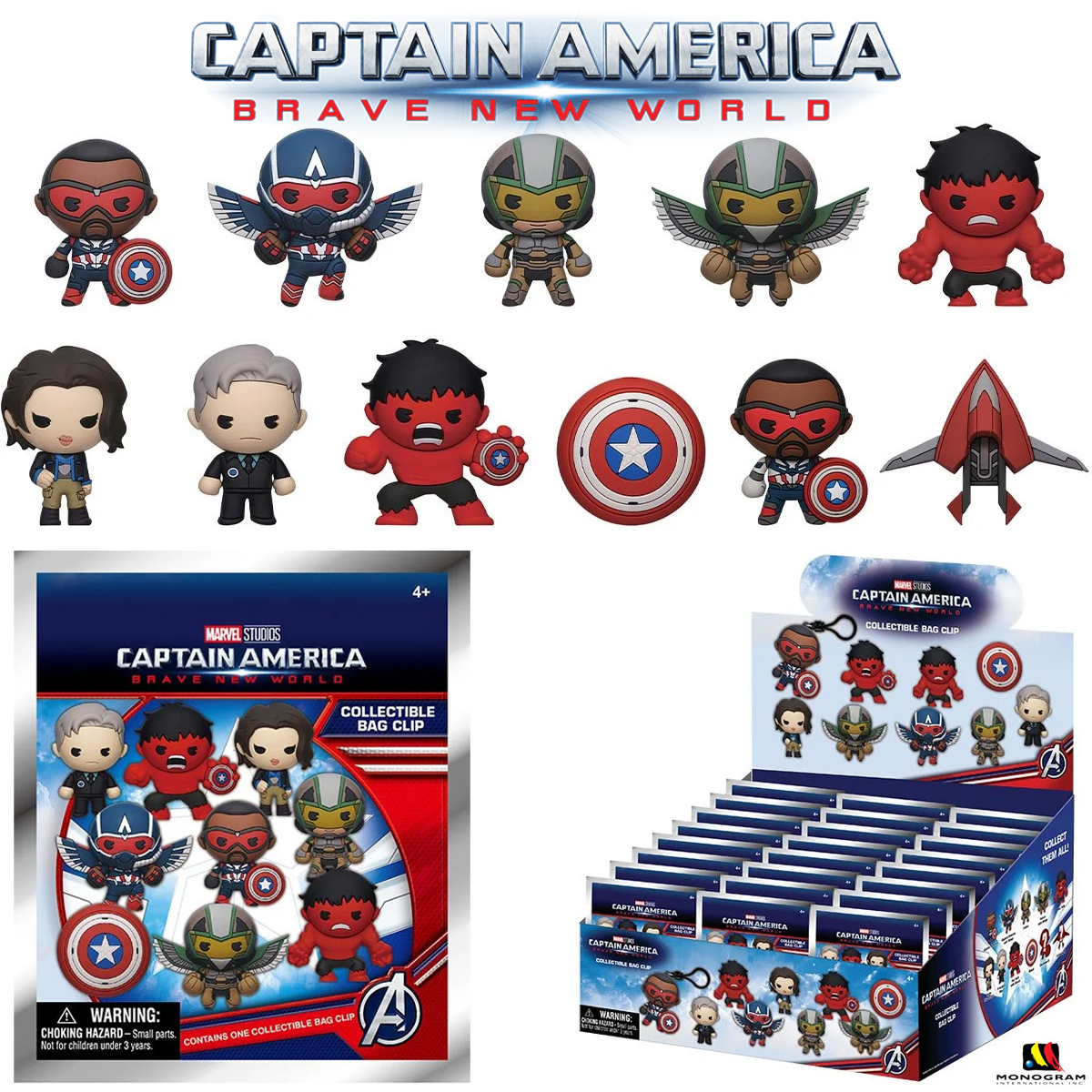 Chaveiros Capitão América: Admirável Mundo Novo 3D Figural Bag Clip (Blind-Bag)