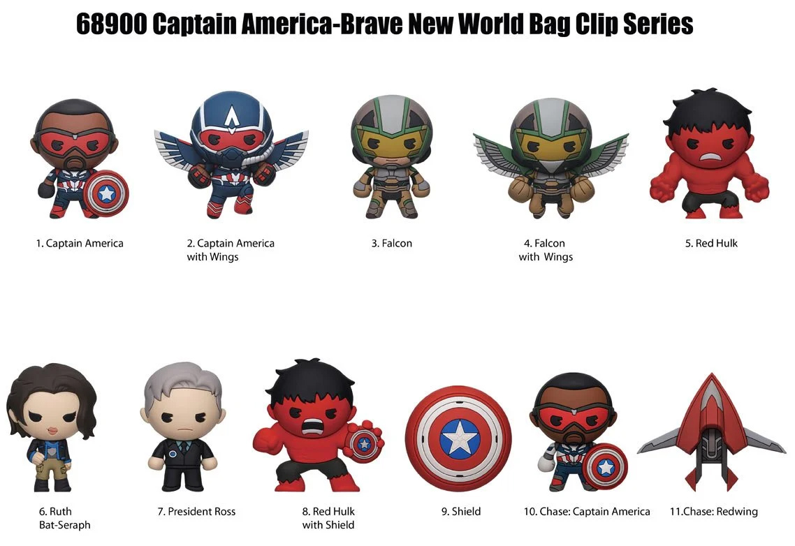 Chaveiros Capitão América: Admirável Mundo Novo 3D Figural Bag Clip (Blind-Bag)