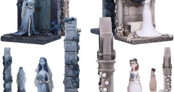 Apoios de Livros Corpse Bride Bookends com Emily e Victoria de A Noiva Cadáver de Tim Burton