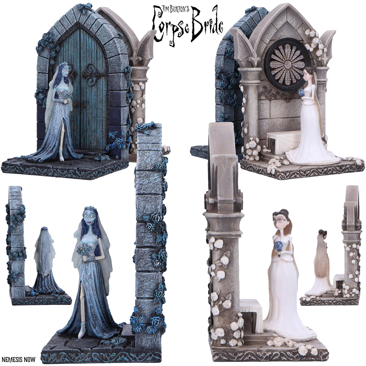 Apoios de Livros Corpse Bride Bookends com Emily e Victoria de A Noiva Cadáver