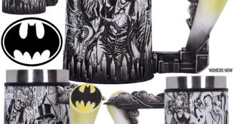 Caneca Tankard Batman Super-Vilões dos Quadrinhos em Preto-e-Branco