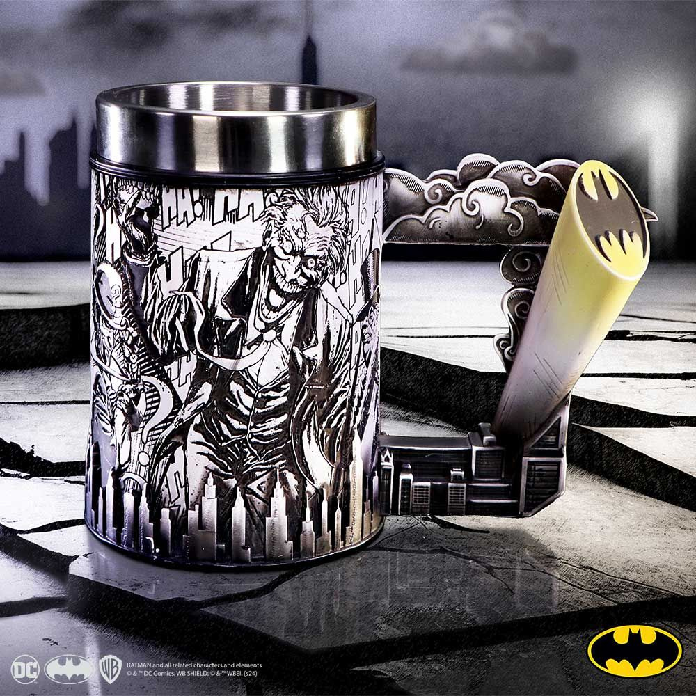 Caneca Tankard Batman Super-Vilões dos Quadrinhos em Preto-e-Branco