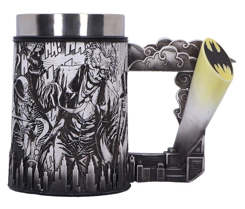 Caneca Tankard Batman Super-Vilões dos Quadrinhos em Preto-e-Branco