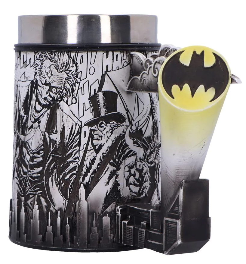 Caneca Tankard Batman Super-Vilões dos Quadrinhos em Preto-e-Branco