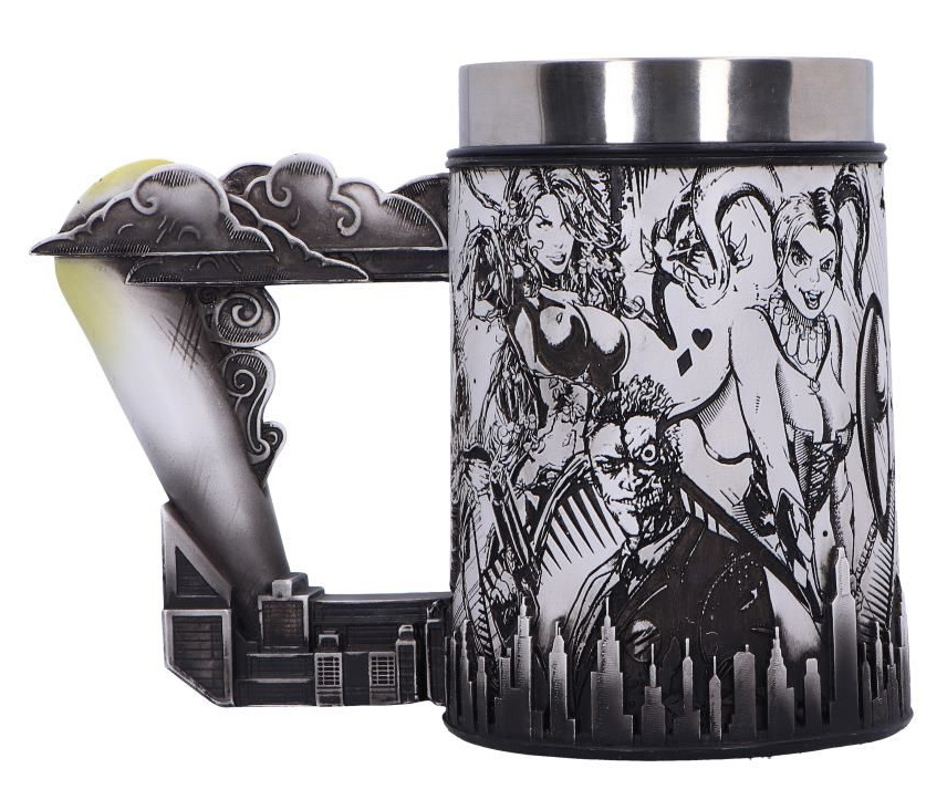 Caneca Tankard Batman Super-Vilões dos Quadrinhos em Preto-e-Branco