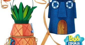 Bolsas Tiracolo Bob Esponja Calça Quadrada: Casa Abacaxi e Casa Moai do Lula Molusco