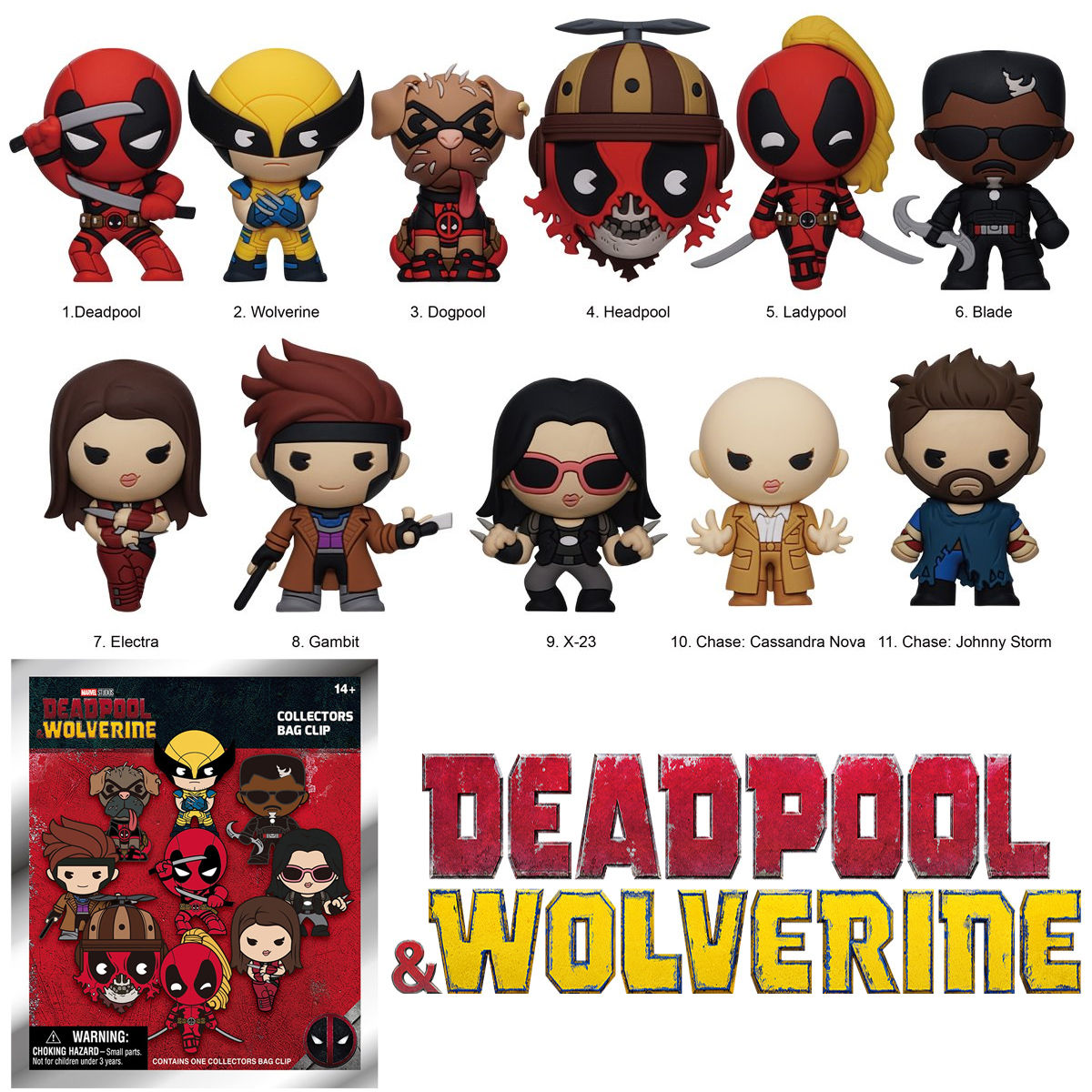 Chaveiros Deadpool & Wolverine 3D Figural Bag Clips