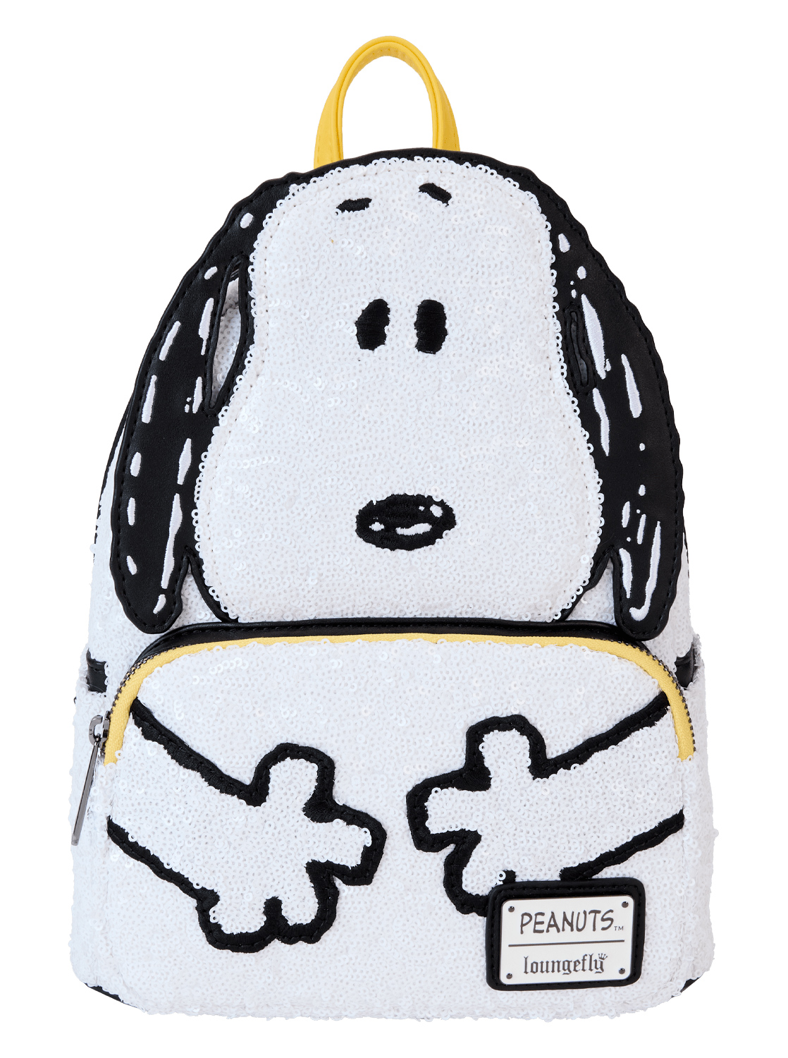 Mini-Mochila Snoopy de Lantejoulas Brancas - Peanuts 75 Anos