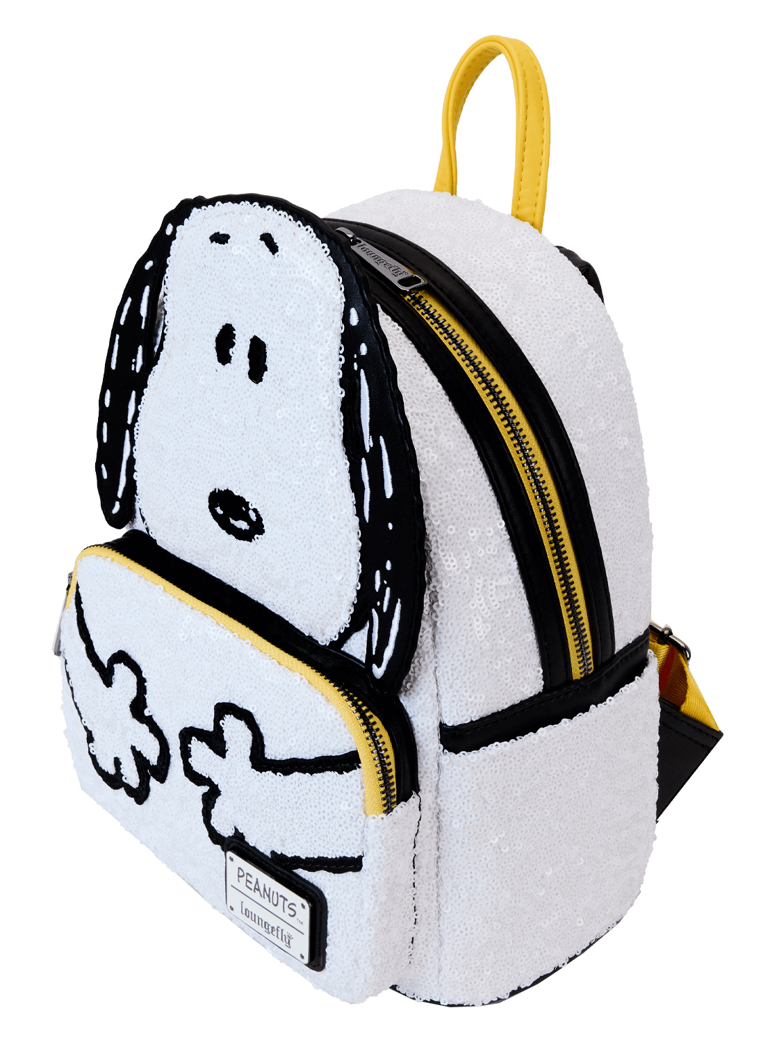 Mini-Mochila Snoopy de Lantejoulas Brancas - Peanuts 75 Anos