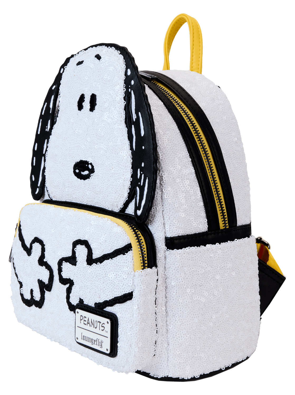 Mini-Mochila Snoopy de Lantejoulas Brancas - Peanuts 75 Anos