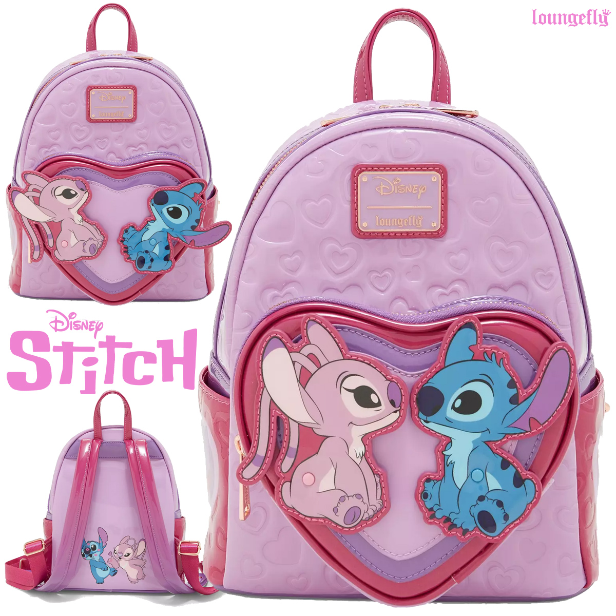 Mini-Mochila Angel & Stitch Espalhando o Amor no Dia de São Valentim (Dia dos Namorados)