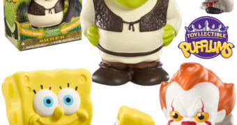 Bonecos de Espuma Pufflum com Shrek, Pennywise e Bob Esponja Calça Quadrada (Anti-Stress)