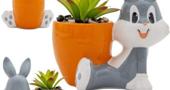 Mini-Vaso de Plantas Coelho Pernalonga com Suculenta Artificial (Looney Tunes)