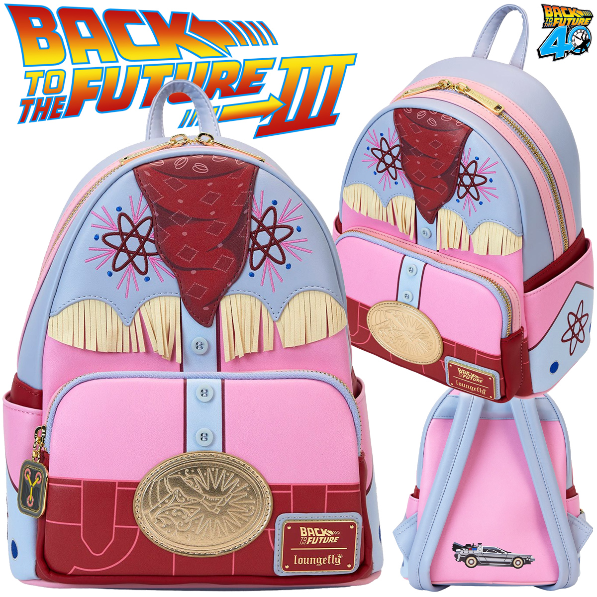 Mini-Mochila Marty McFly Cowboy Rosa - De Volta para o Futuro 40 Anos