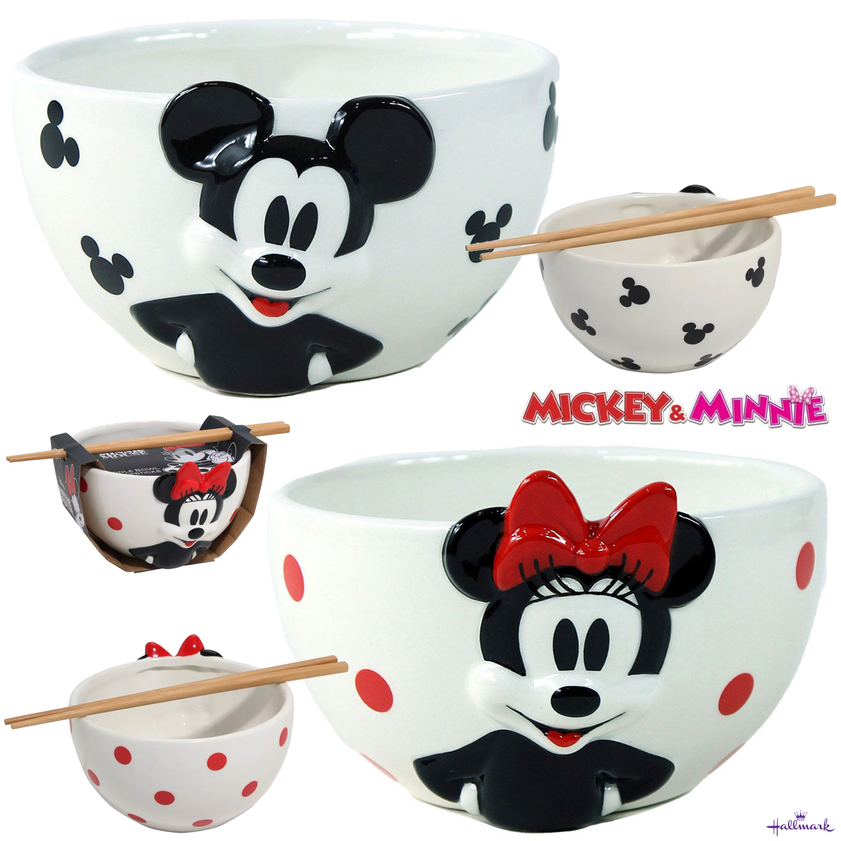 Tigelas Ramen Mickey & Minnie Mouse Polka Dot