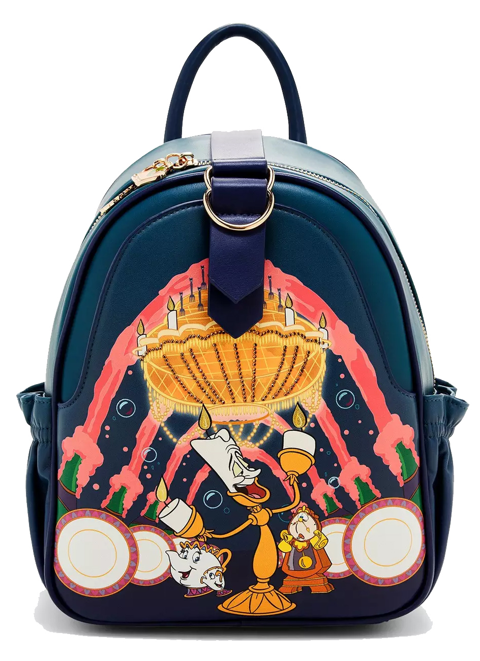 Mini-Mochila A Bela e a Fera com Lumière, Horloge e Madame Samovar