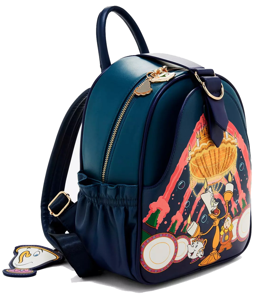 Mini-Mochila A Bela e a Fera com Lumière, Horloge e Madame Samovar