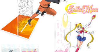 Apoios de Livros Acryl Bookends Naruto Shippuden e Sailor Moon