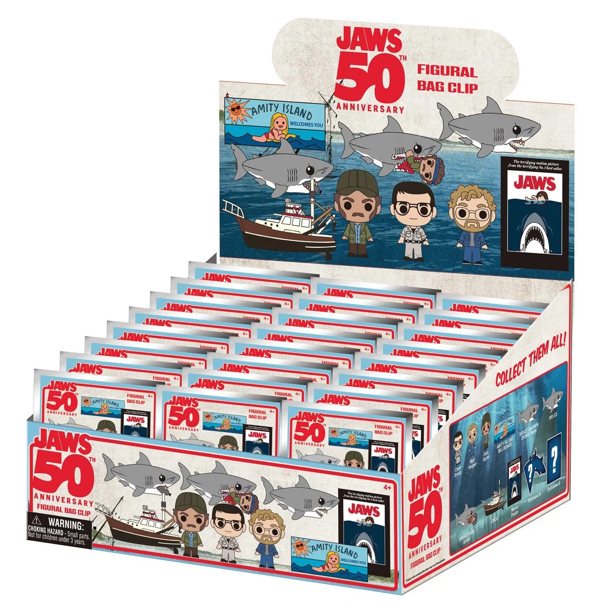 Chaveiros Tubarão (Jaws) 50 Anos 3D Figural Bag Clip (Blind-Bag)