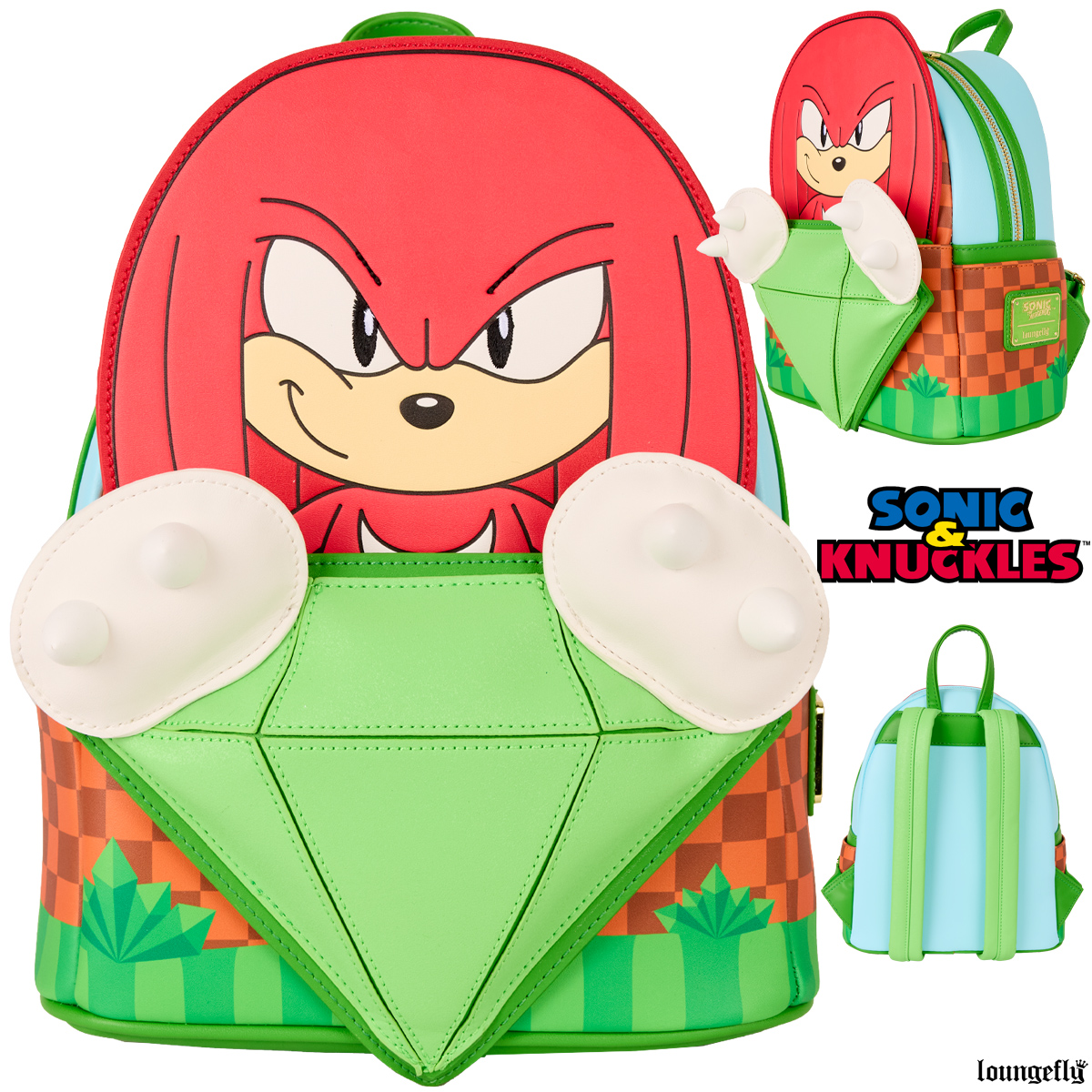 Mini-Mochila Knuckles, o Equidna do Game Sonic the Hedgehog